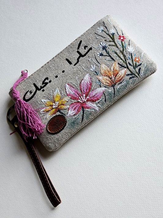 Mini Pouch X Pink & Orange Flowers