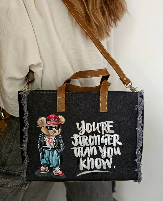 Black Jeans Tote Bag Bear