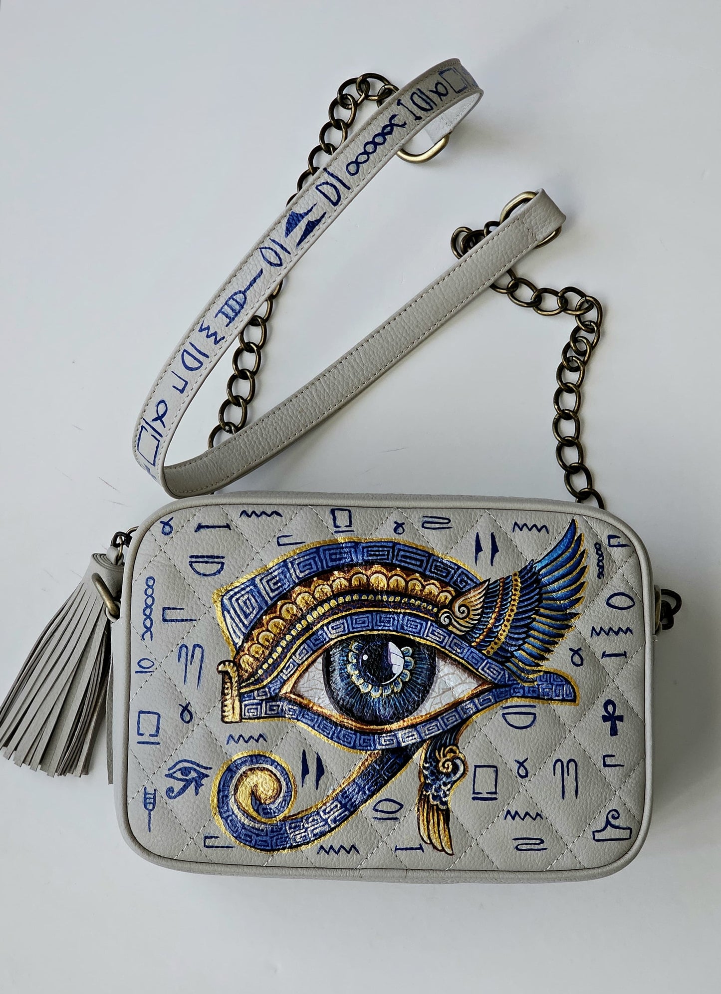 Leather Cross Bag Beige X Pharoic Eye