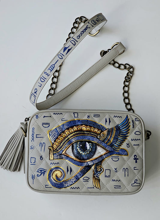Leather Cross Bag Beige X Pharoic Eye