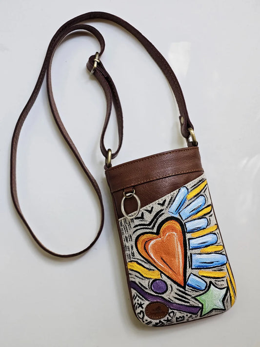 Mobile Cross Bag Beige X Heart