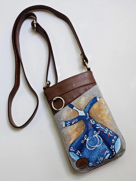 Mobile Cross Bag Beige X Blue Tanoura