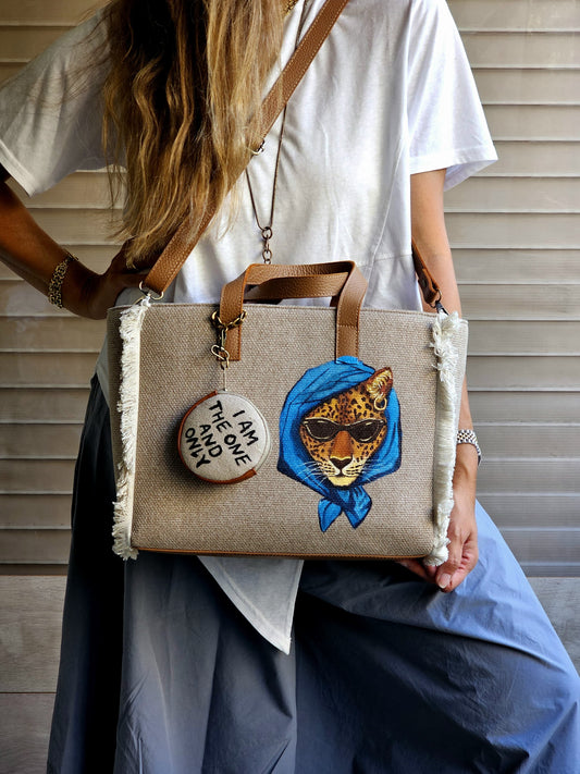 Beige Tote Bag X Leopard Mood