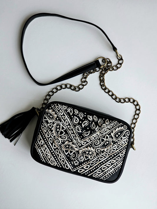 Leather Capitone Black X White Patterns