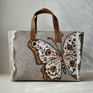 Beige Tote Bag X Butterfly