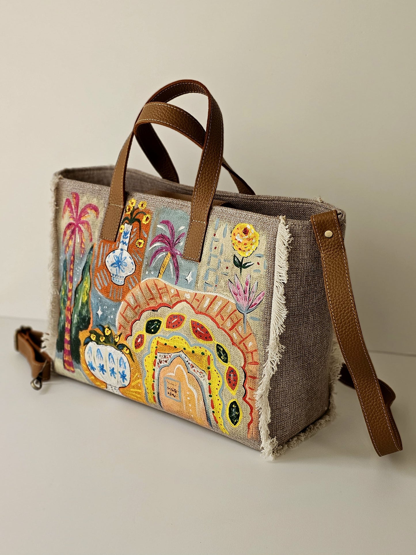 Beige Tote Bag X Colorful