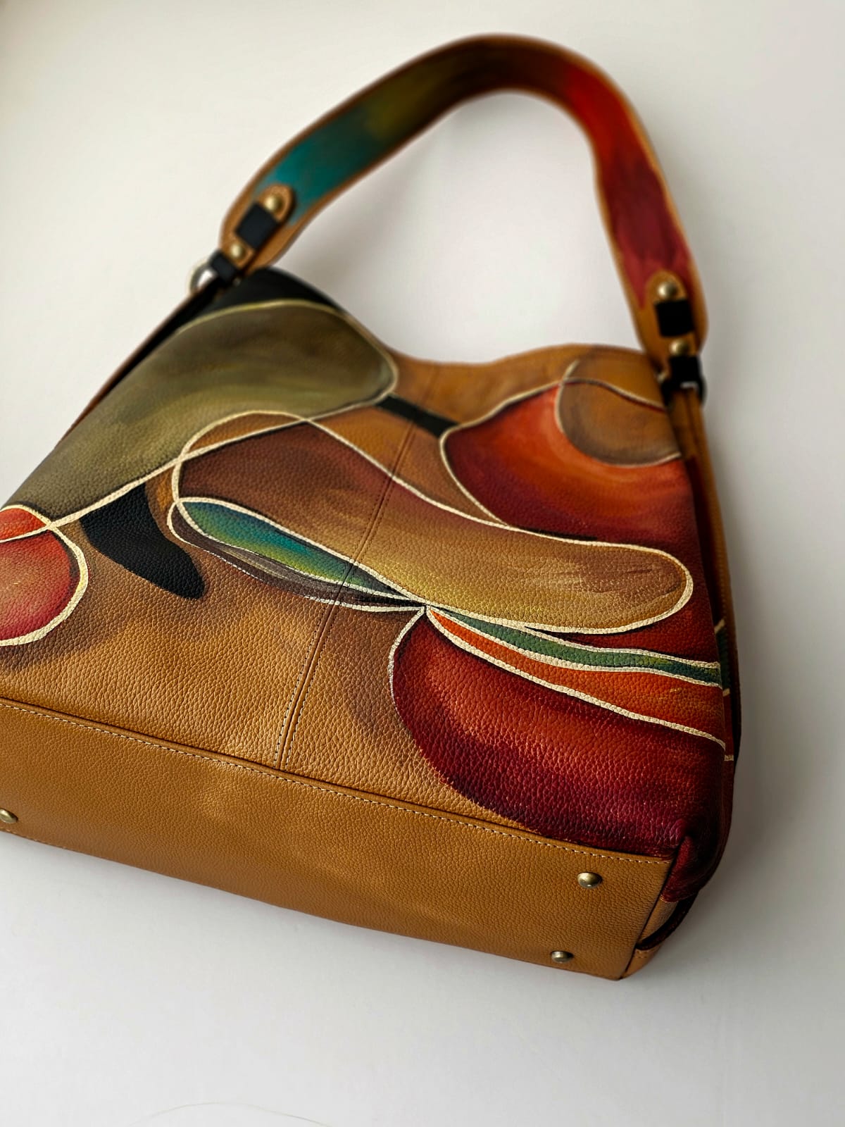 Large Leather Bag Olive X Colors