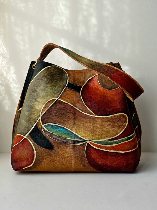 Large Leather Bag Olive X Colors