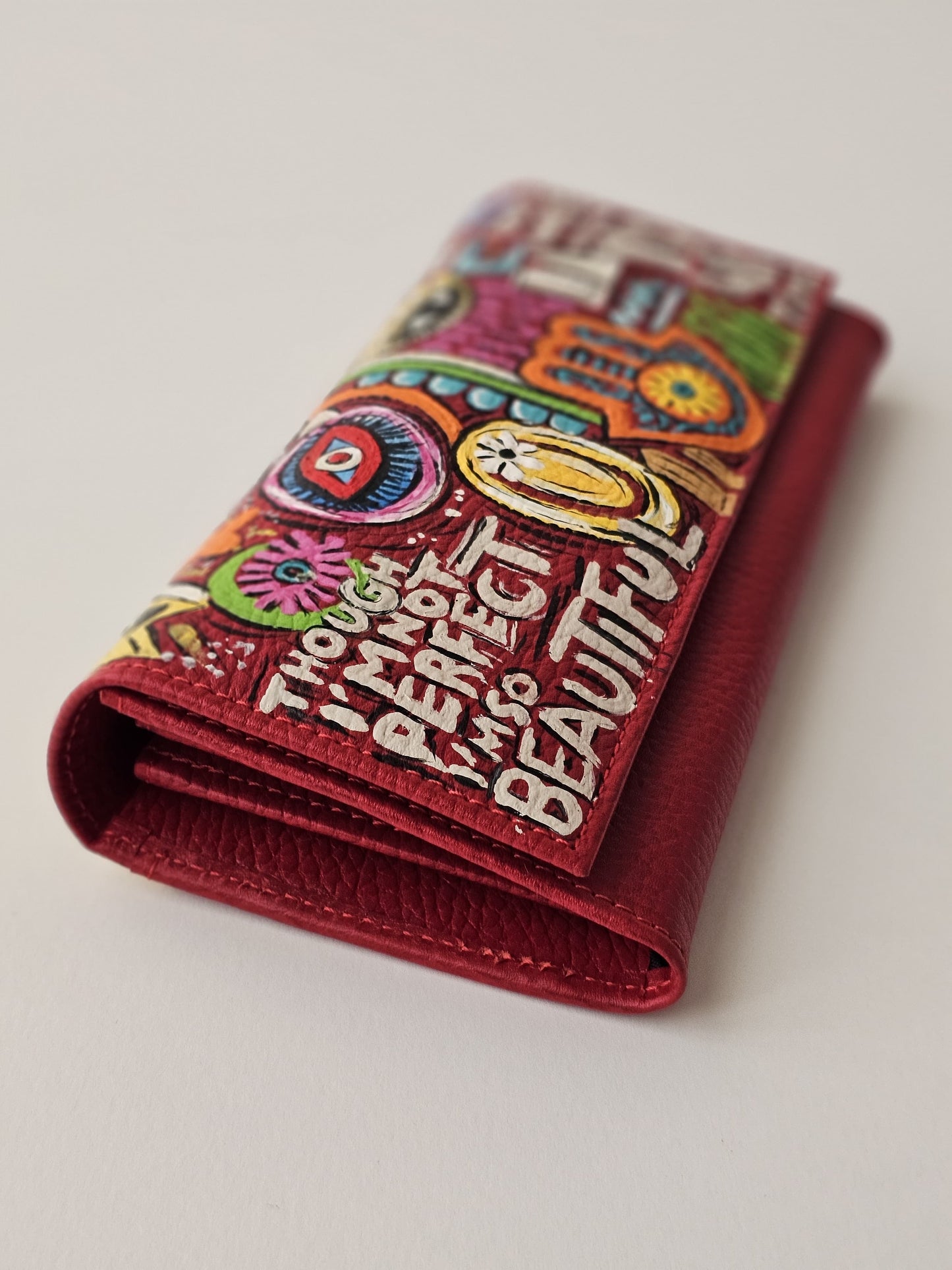 Leather Wallet Red Base X Mutilcolor