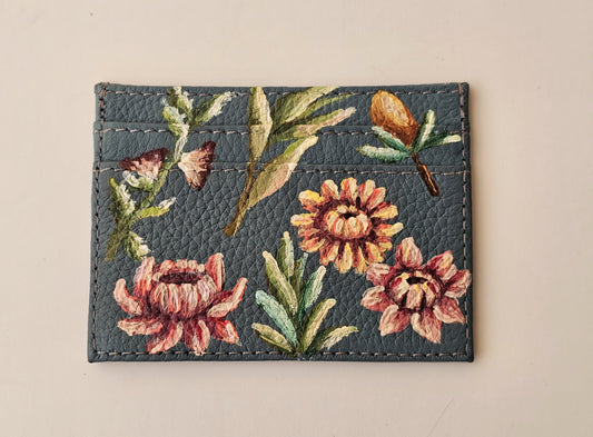 Card Holder Blue X Flowers