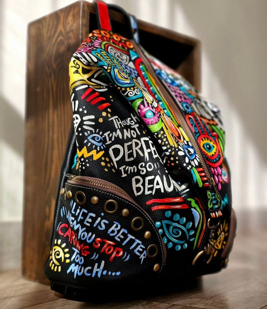 Backpack/Middle zipper Beige X Flowers