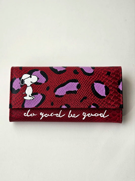 Leather Wallet Red Base X Snoopy