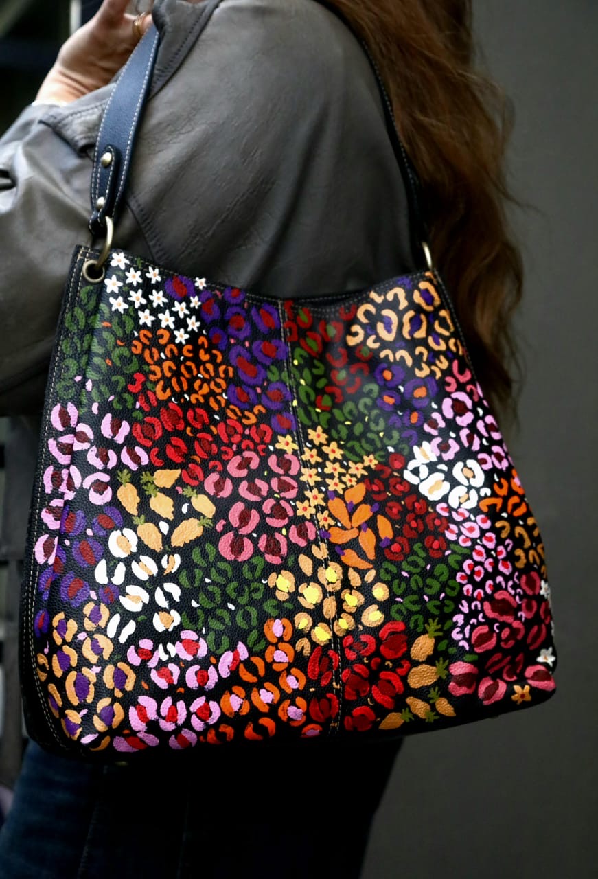 Large Leather Bag Black X Colorful