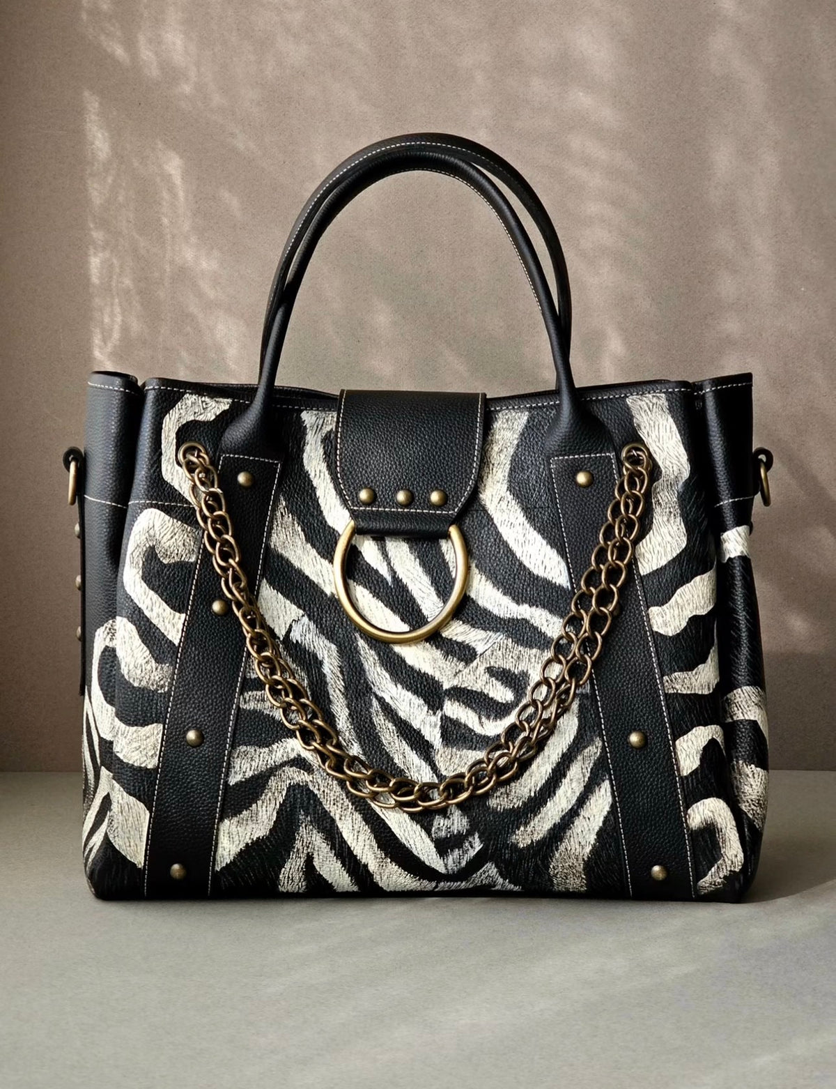 Leather Bag with Ring X Zebra Chic