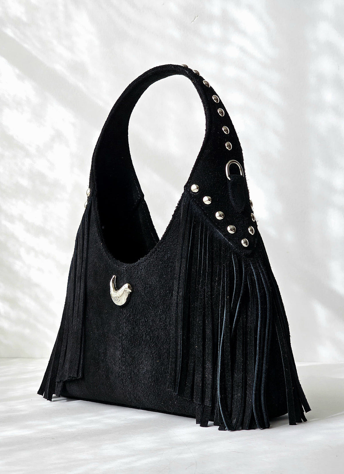 Black Mini Fringe Chamois Bag