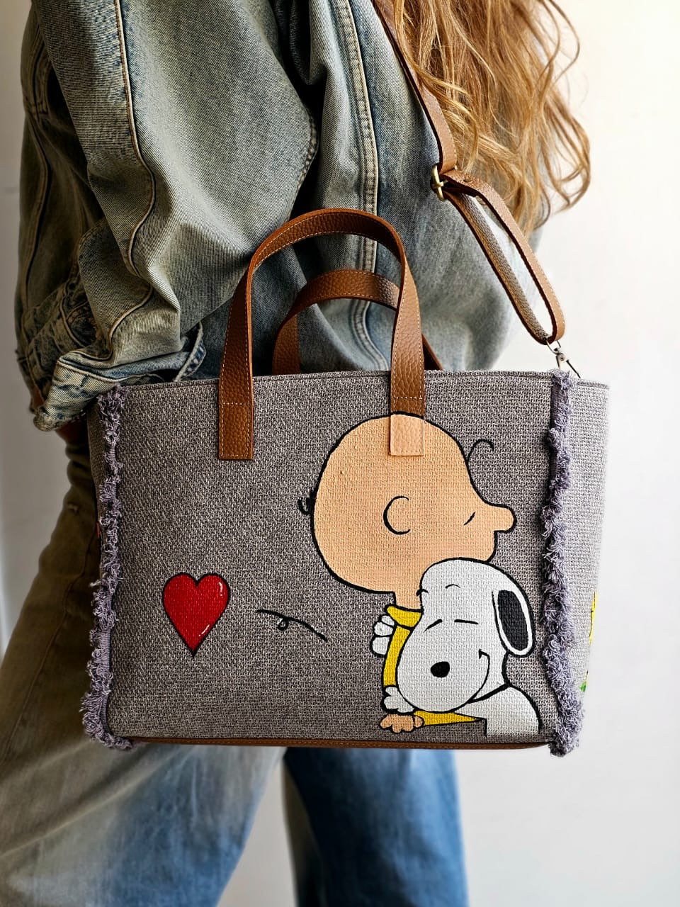 Grey Tote Bag X Snoopy & Charlie