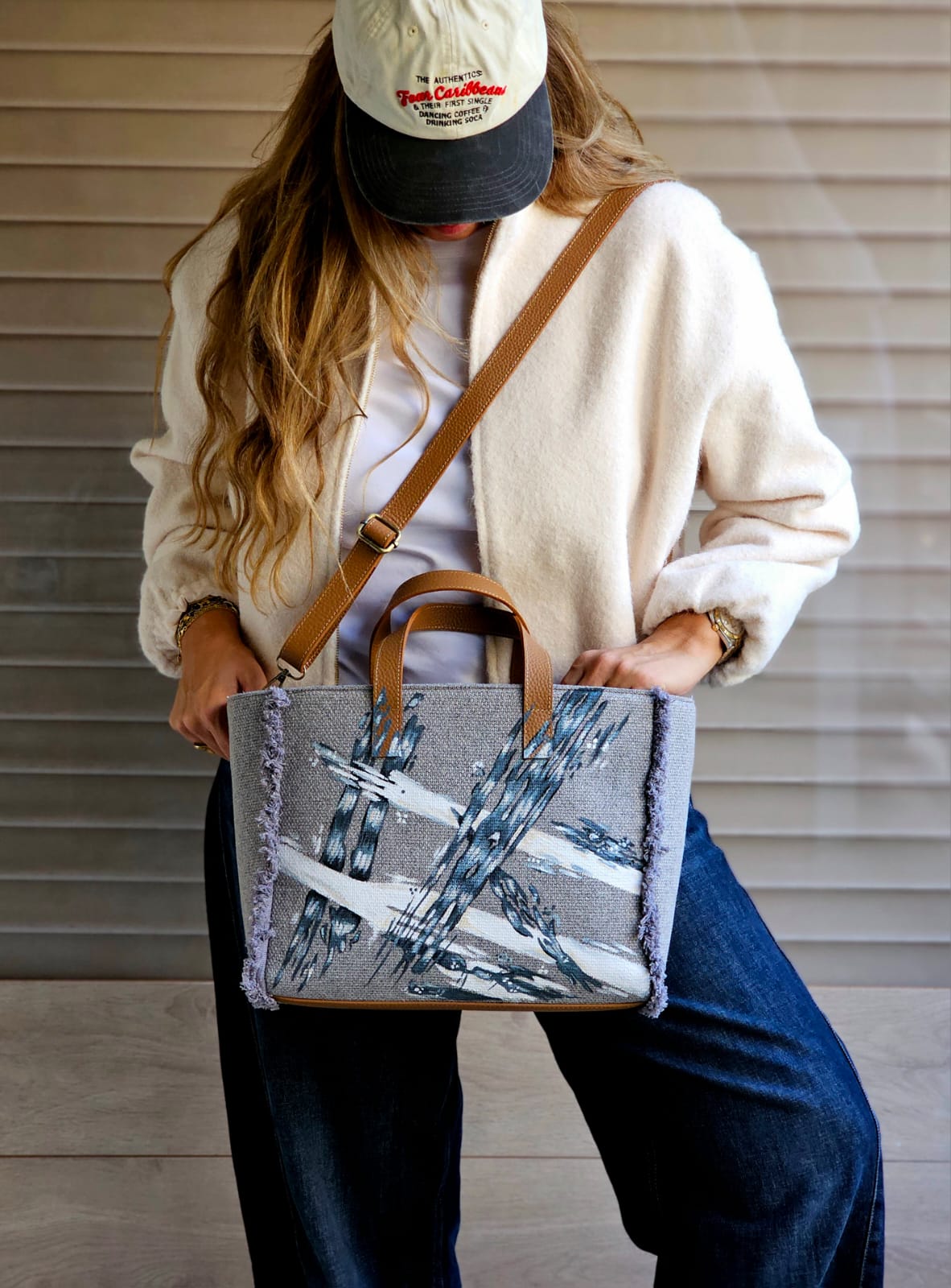 Grey Tote Bag X Stripes