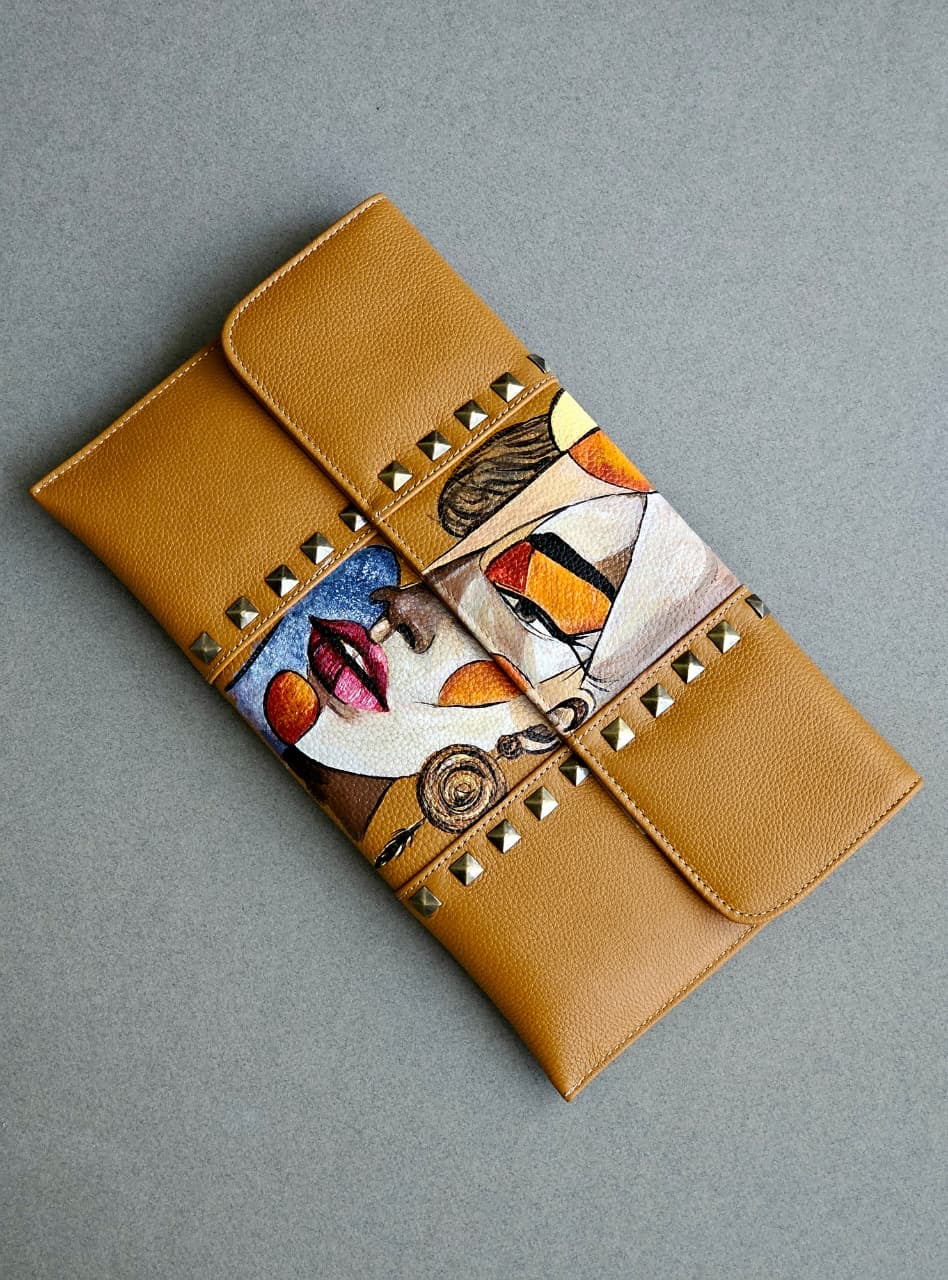 Leather Envelope with Studs X Mustard Muse
