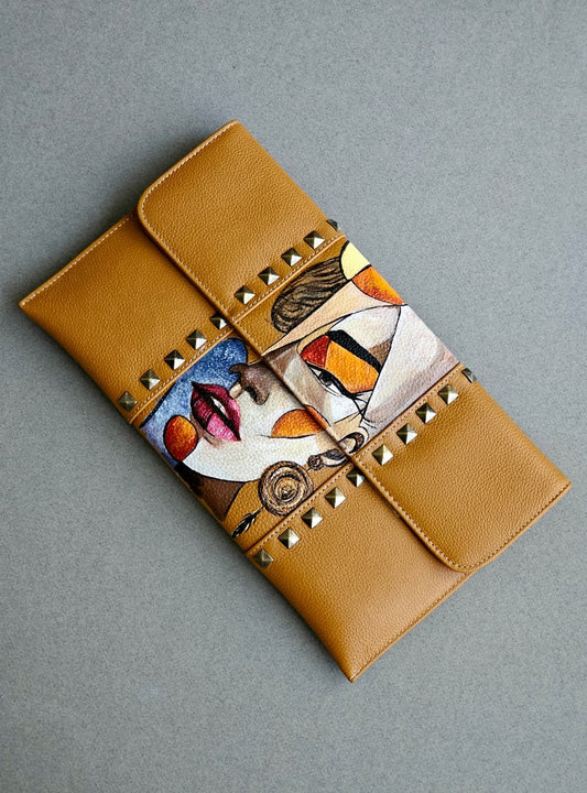 Leather Envelope with Studs X Mustard Muse