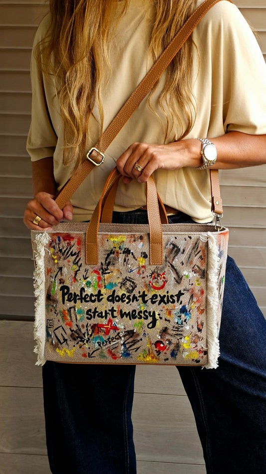 Beige Tote Bag X Start Messy