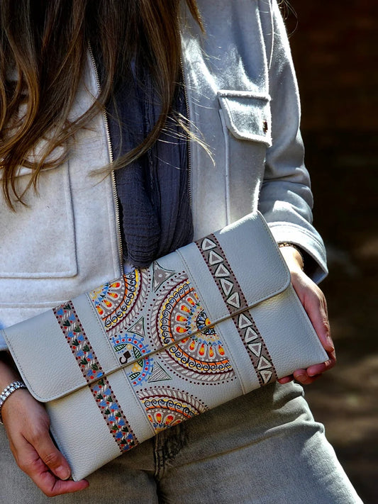 Leather Envelope Multi Color Beige Base