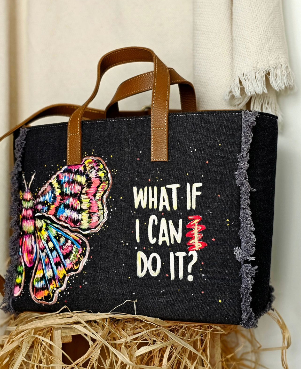 Black Jeans Tote Bag What if I Can?