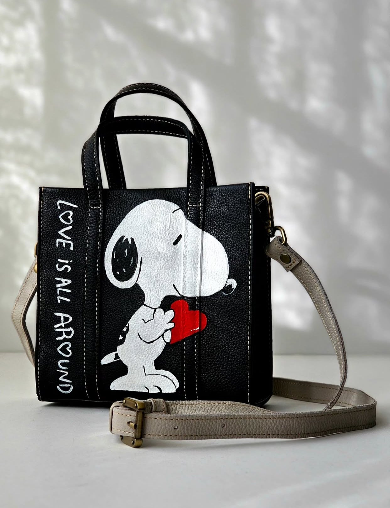 Mini Tote Bag Black X Snoopy Love