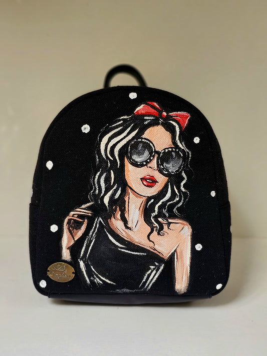 Fabric Mini Backpack Black Xlady