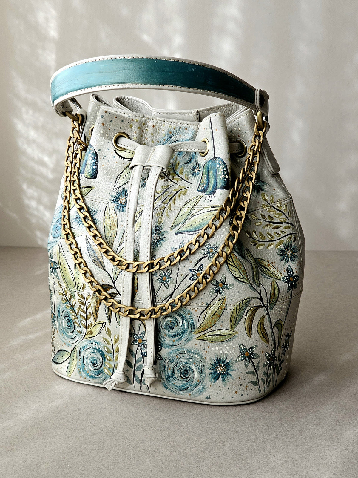 Leather Bucket X Blue Meadow