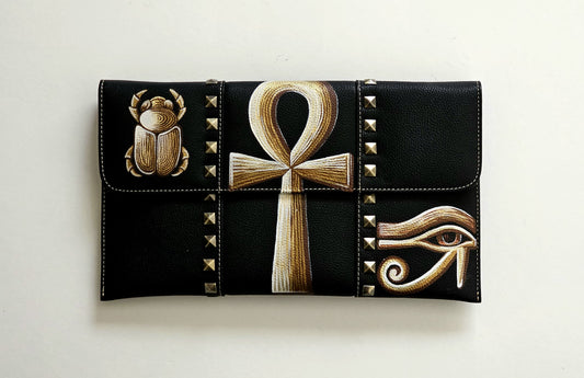Leather Envelope with Studs X Black Ancient Harmony