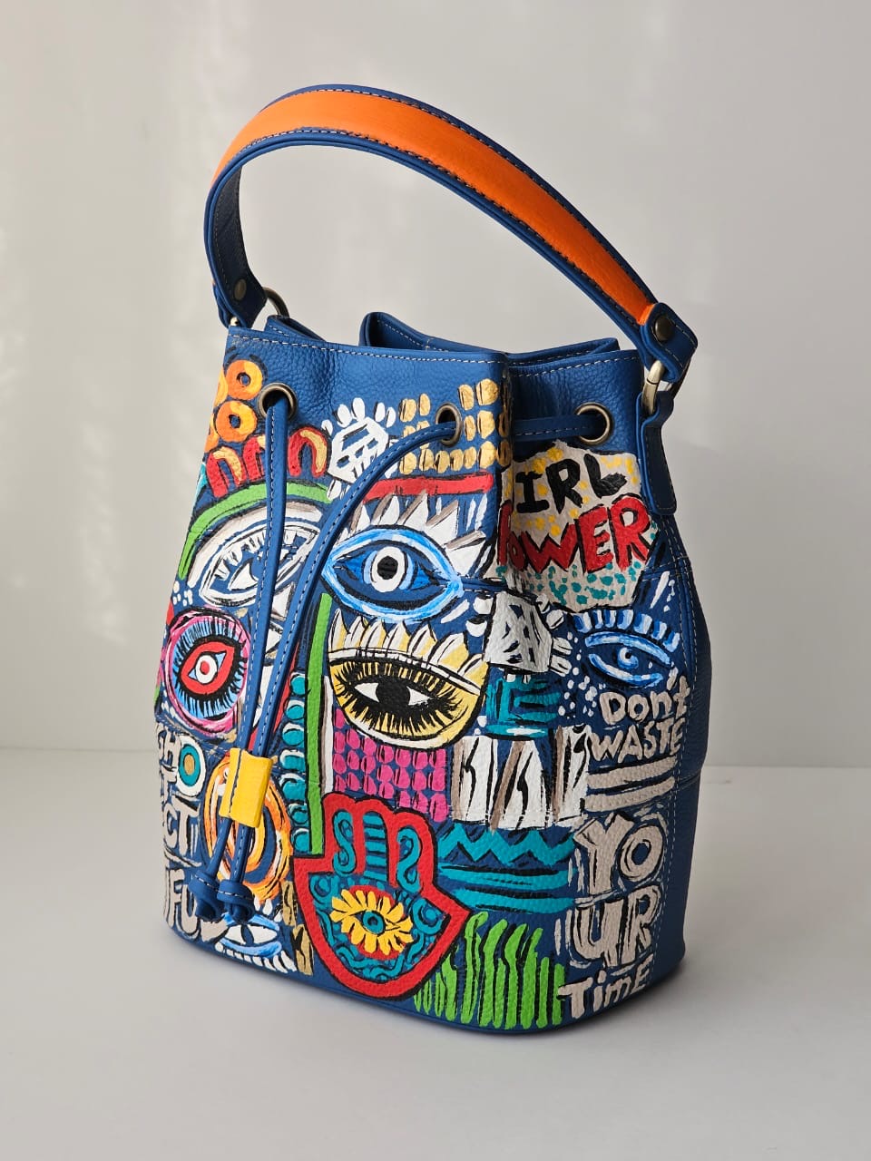 leather Bucket Blue X Eyes Design