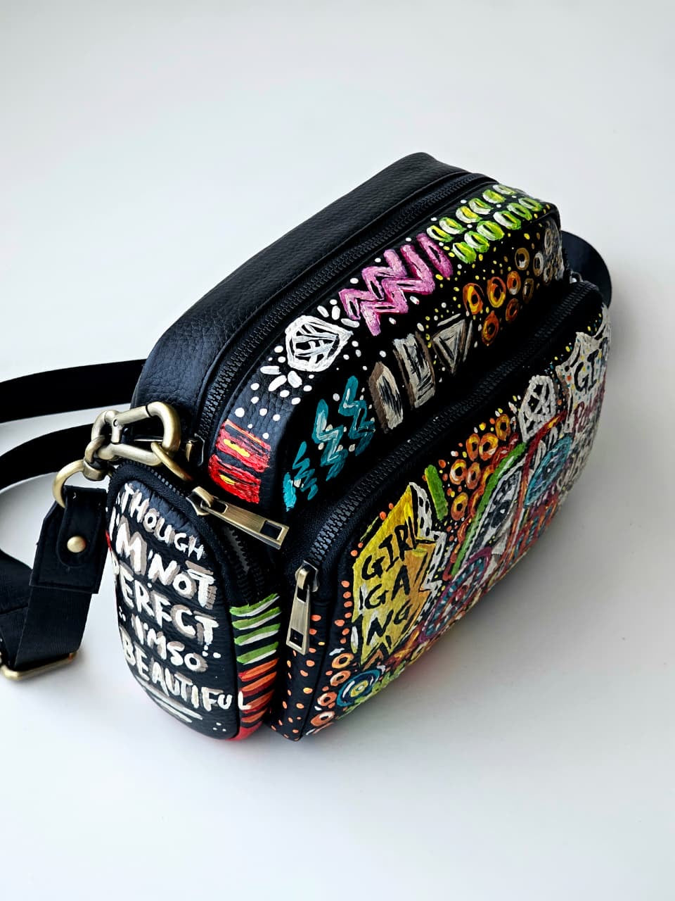 Leather Cross Bag Black X Girl Power