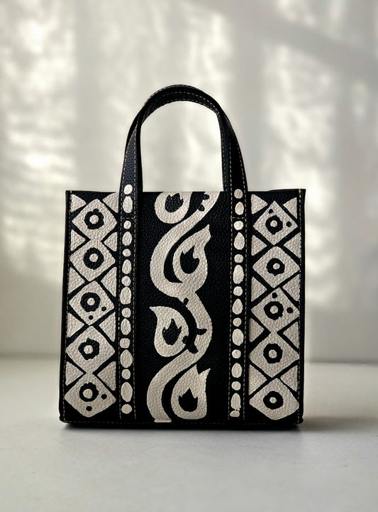 Mini Tote Bag Black Base X White