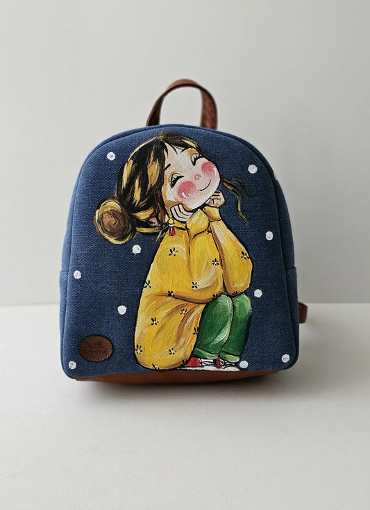 Fabric Mini Backpack Navy