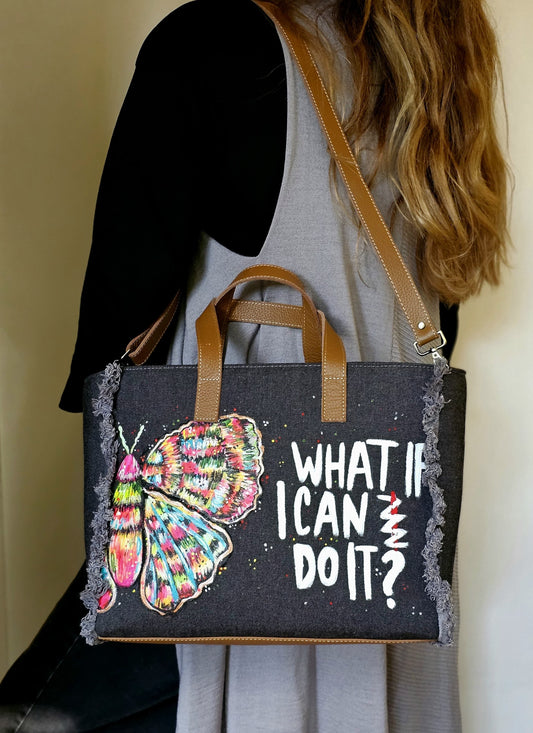 Black Jeans Tote Bag What if I Can?