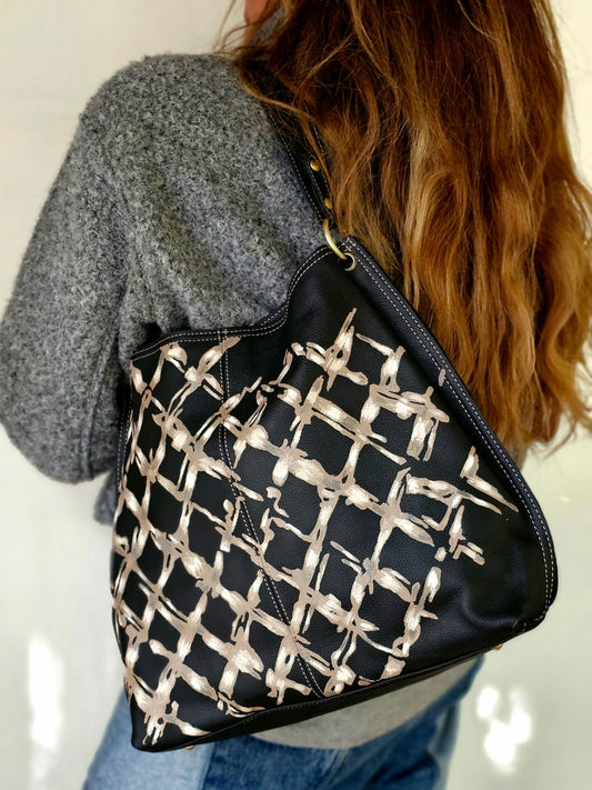 Large Leather Bag Black X Brown
