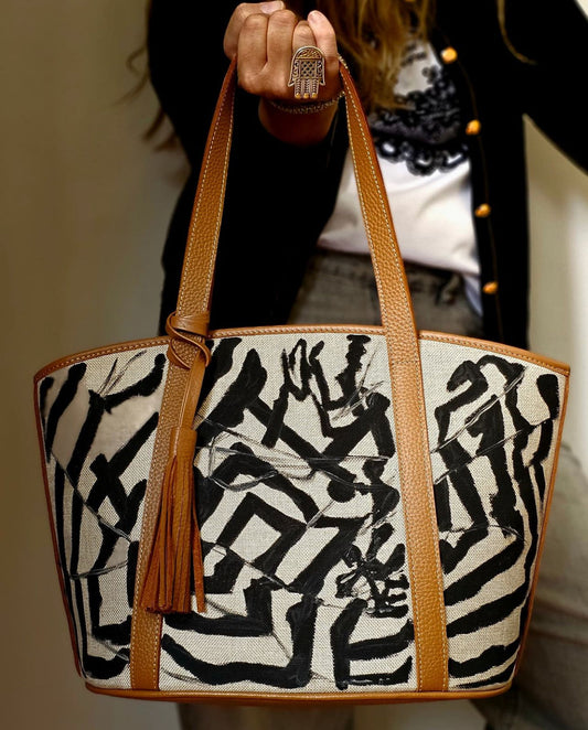 Havan Striped Bag Beige X Black