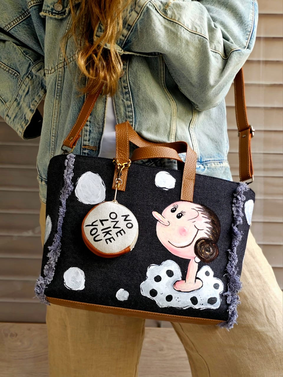 Black Jeans Tote Bag Olive