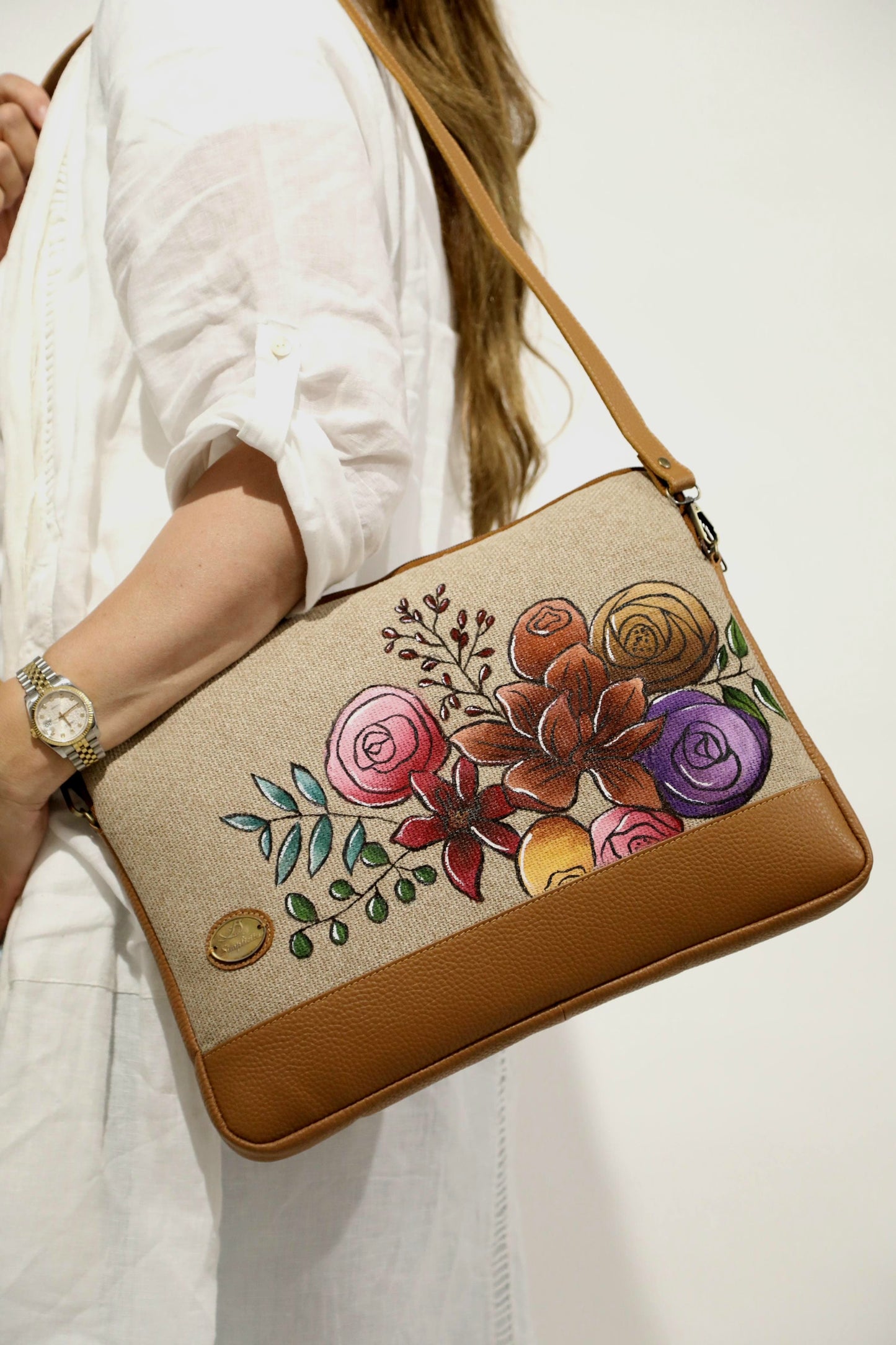Laptop Sleeve Beige X Colorful Flowers