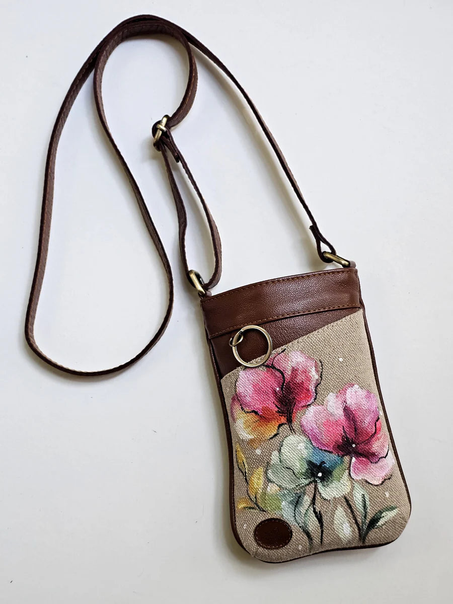 Mobile Cross Bag Beige X Colorful Flowers