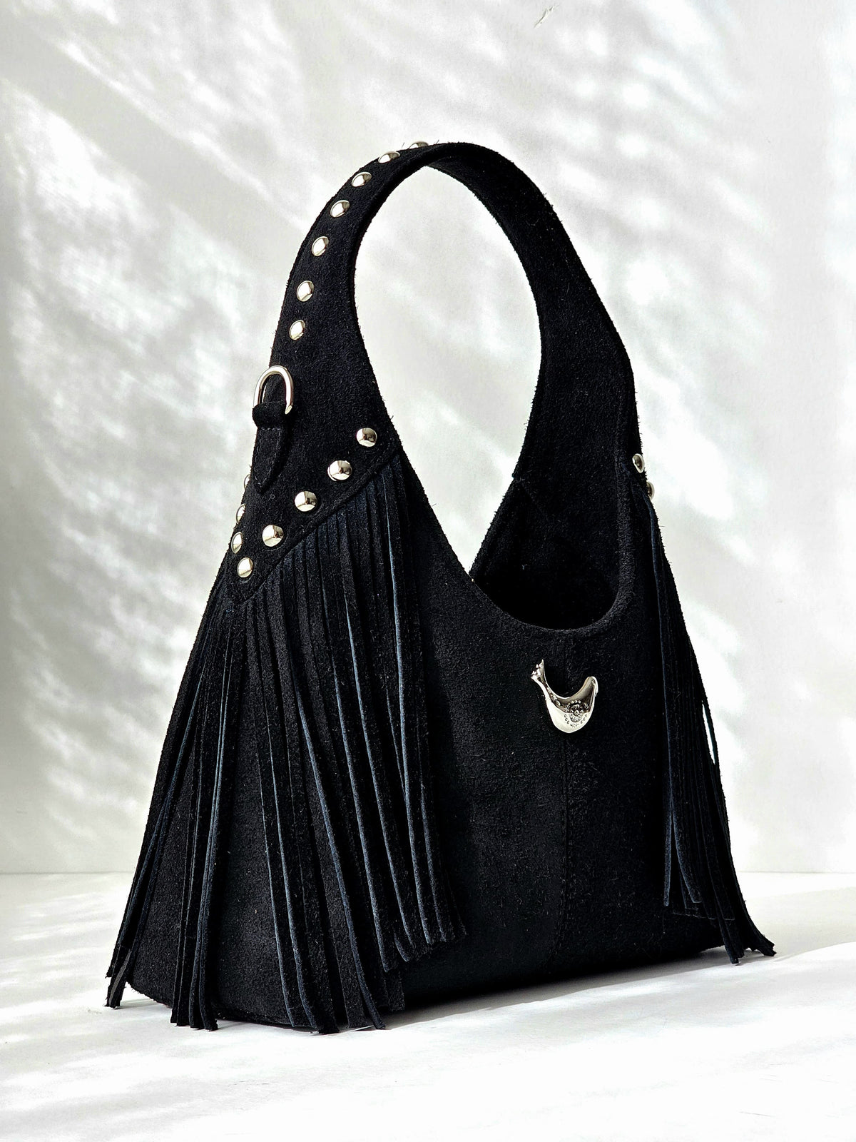 Black Mini Fringe Chamois Bag