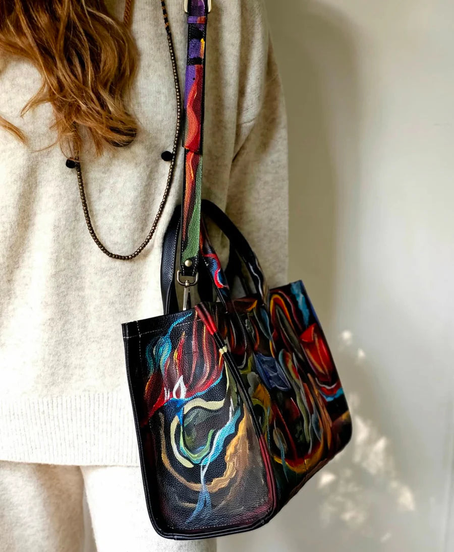 Large Tote Bag Black X Multi Color