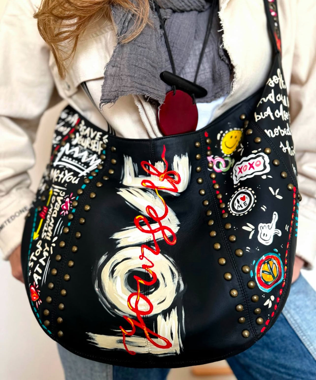 Leather shoulder bag