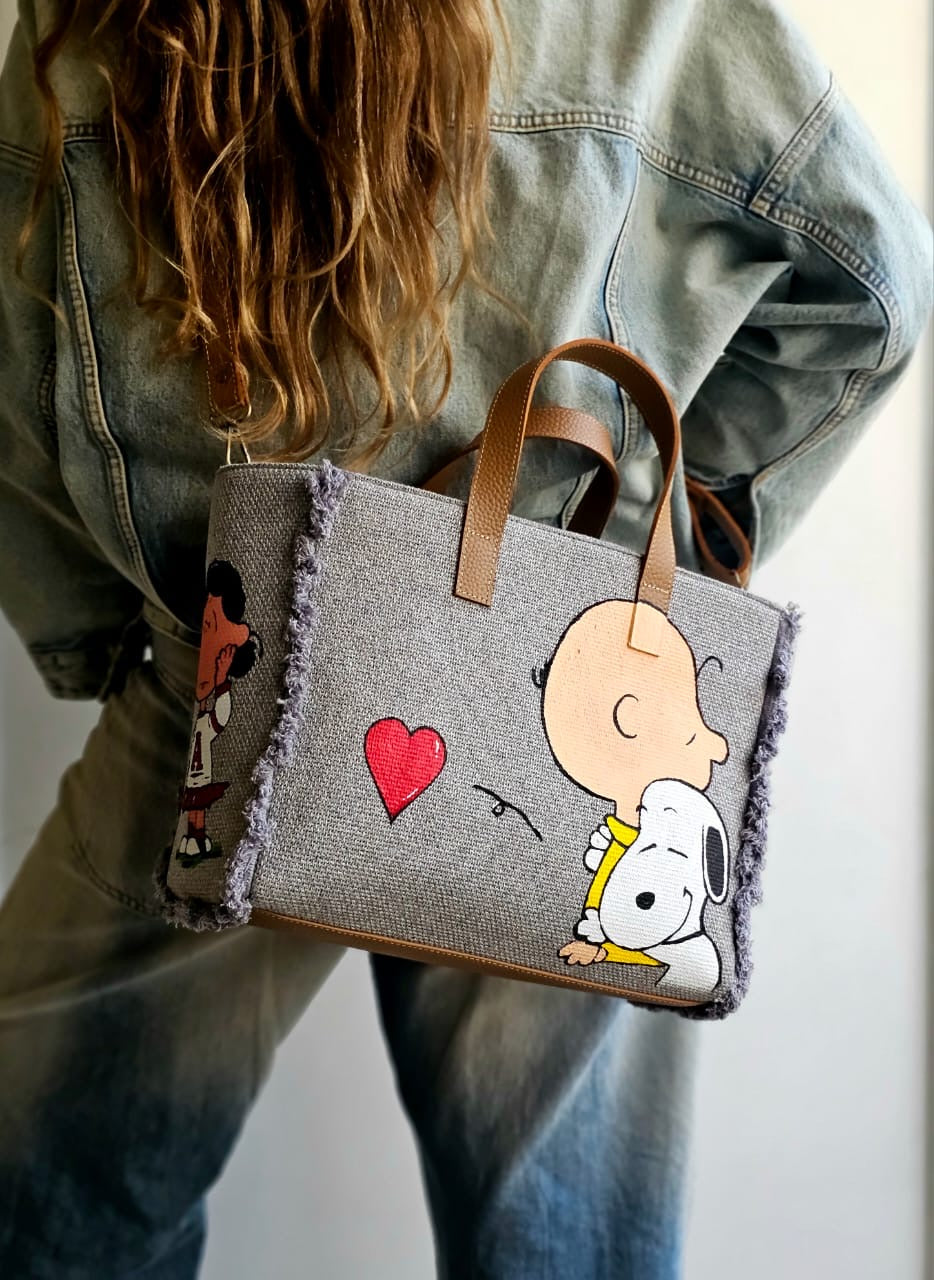 Grey Tote Bag X Snoopy & Charlie