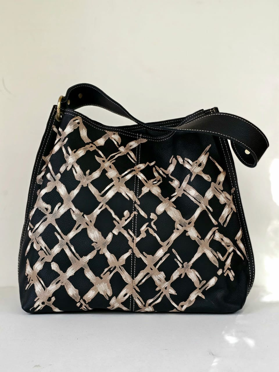 Large Leather Bag Black X Brown
