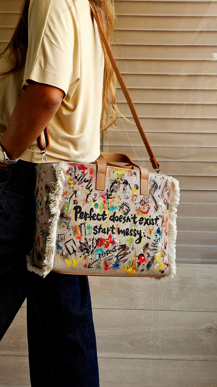 Beige Tote Bag X Start Messy