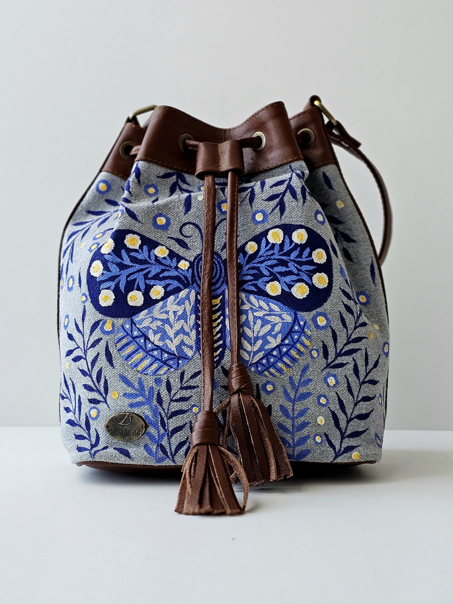 Fabric Bucket Blue Butterfly