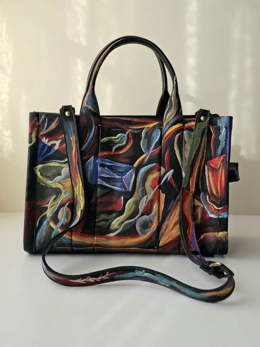 Large Tote Bag Black X Multi Color