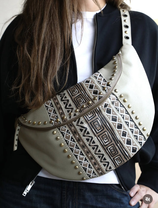 Leather Studded Bumbag  X Neutral Colors