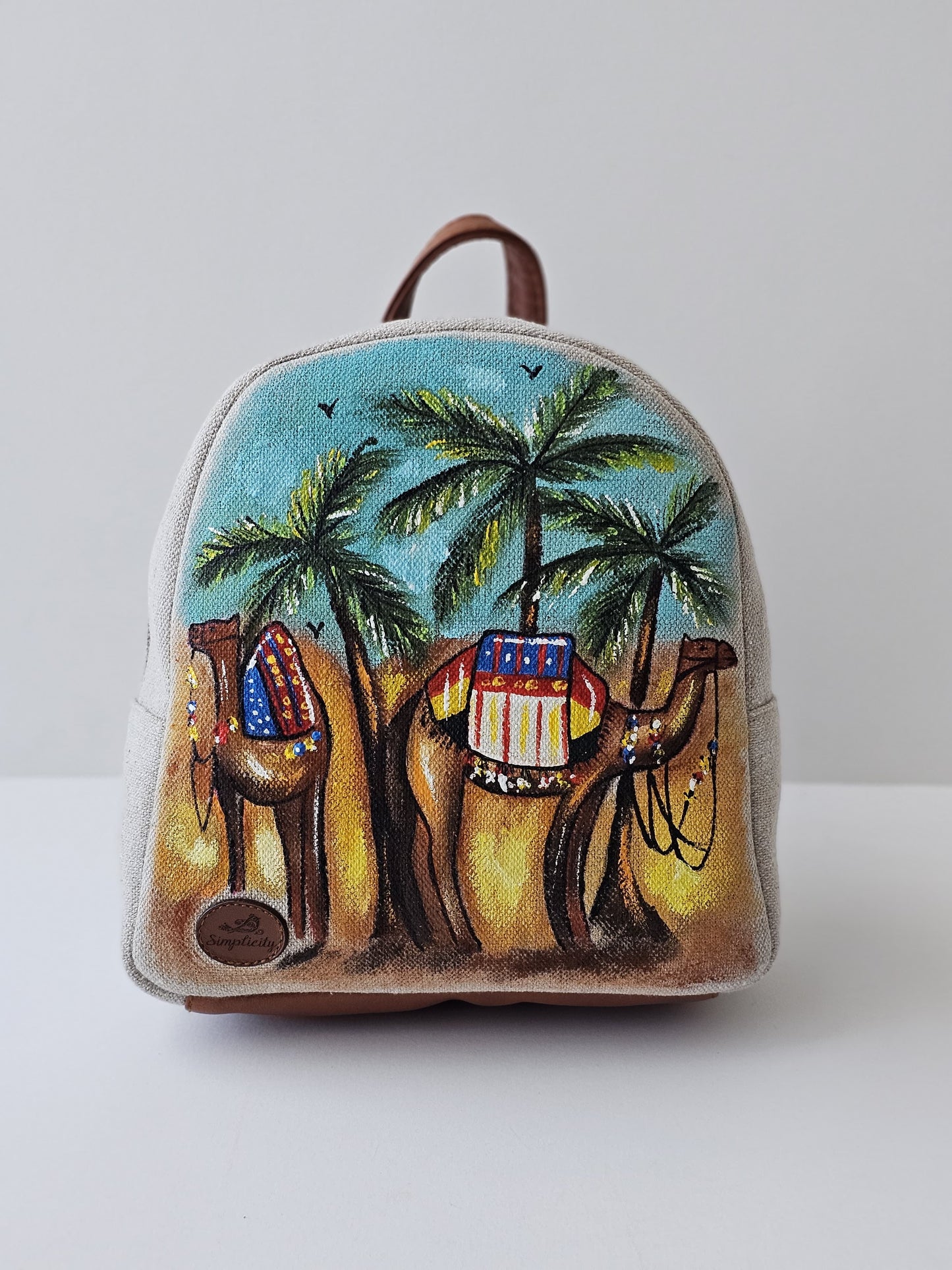 Fabric Mini Backpack Camels